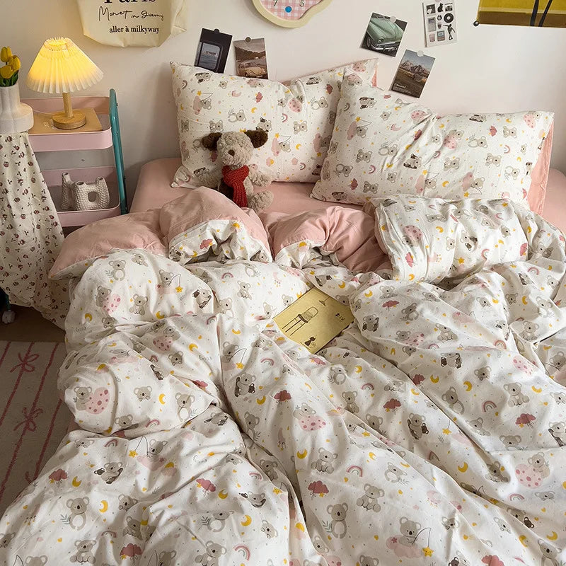غطاء لحاف فردي بتصميم زهور كورية من DecorBites™: راحة مميزة، لجميع الفصول، لطيف على البشرة