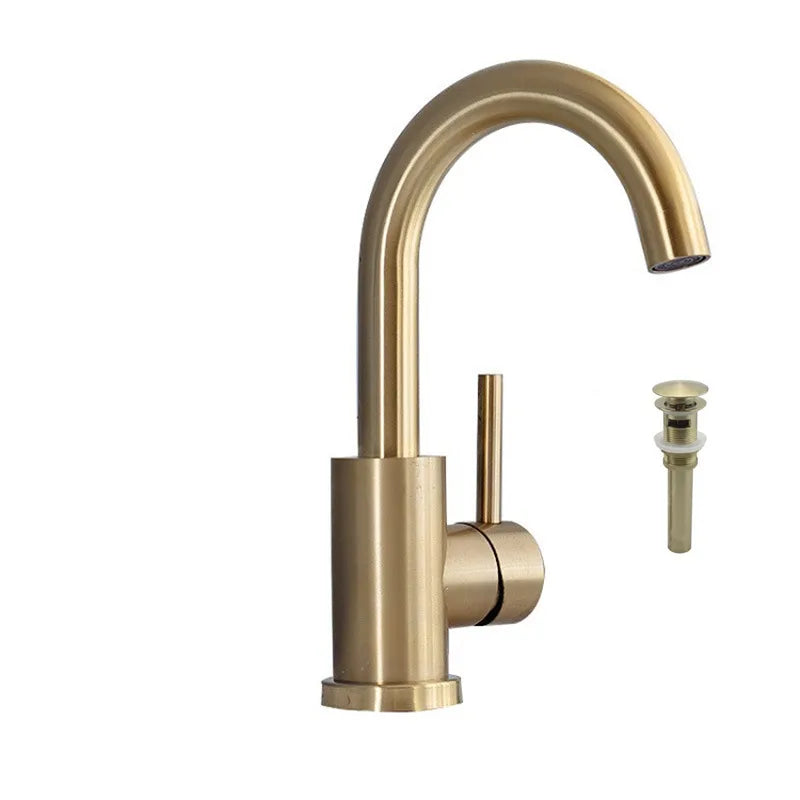 DecorBites™ Brushed Gold Basin Faucet Single Handle Deck Mounted Cold Hot Mixer Tap