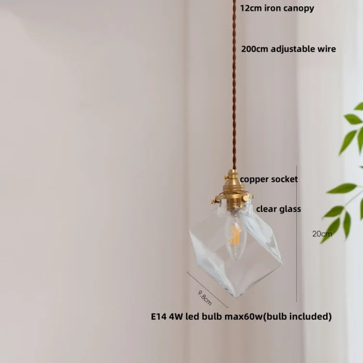 DecorBites™ Cullet Glass LED Pendant Lamp with Walnut Copper Design for Living and Dining Room