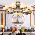 DecorBites™ Copper Jade Duplex Chandelier: Chinese Villa Hall Lighting for Hotel Lobby & Living Room