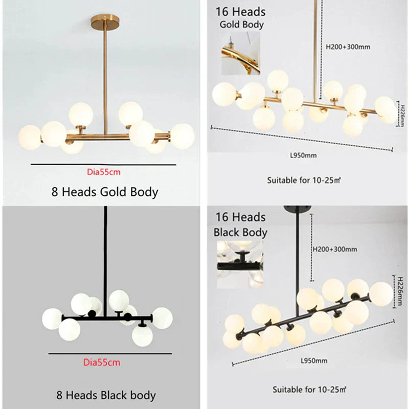 DecorBites™ Glass Ball LED Chandelier for Home Interior Lighting and Kitchen Staircase