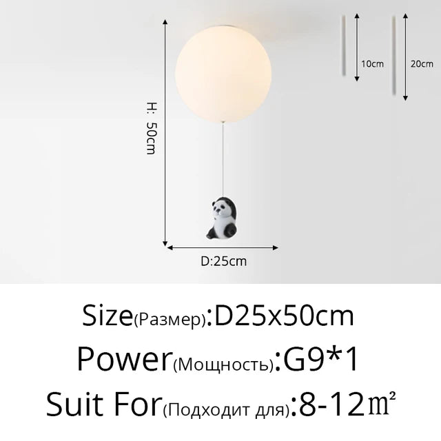 DecorBites™ ثريا إضاءة سقف بتصميم كرتوني باندا دب قطبي للأطفال لغرفة نوم الأولاد والبنات