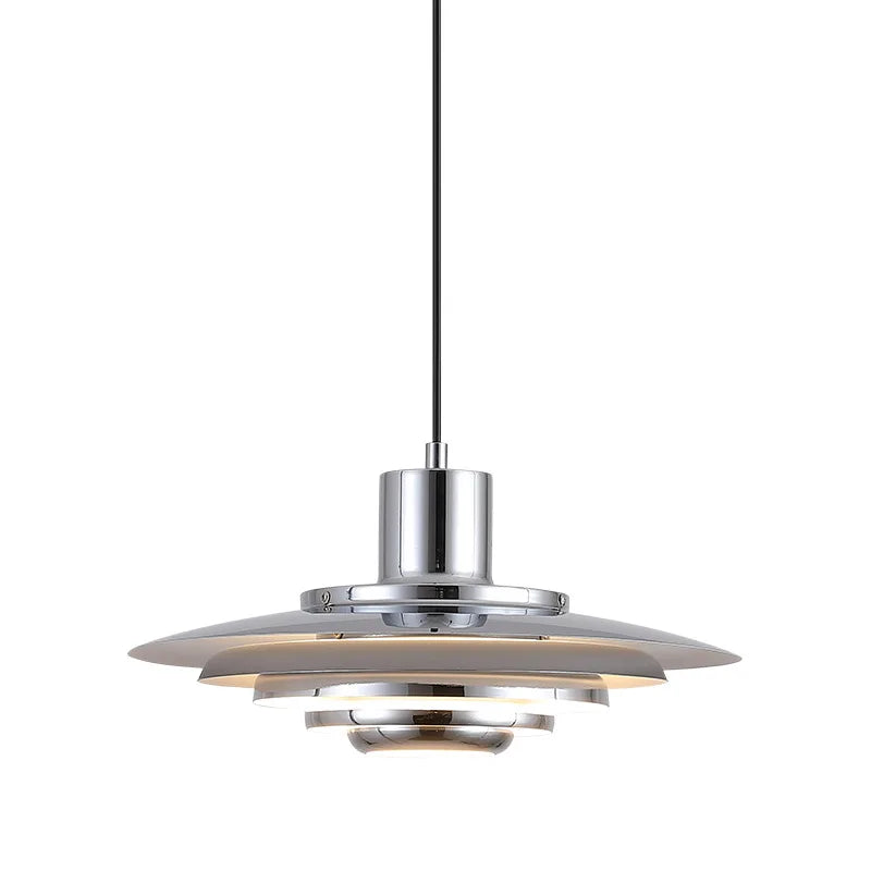 Art Deco White and Silver Aluminum Pendant Light