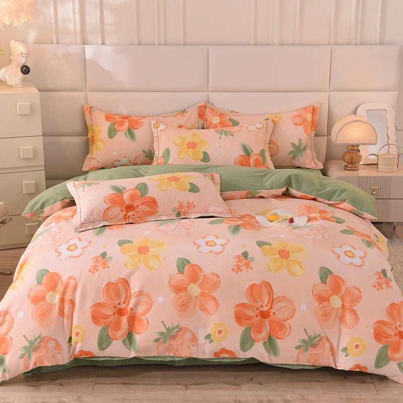 DecorBites™ Cotton Thickened Bedding Set - Single/Double Size, High Quality, Warm & Soft.