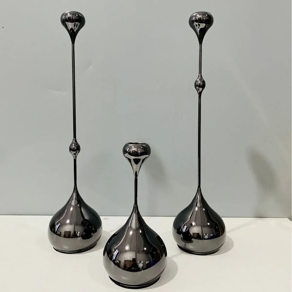 DecorBites™ حامل شمعدان على شكل قطرة ماء هندسية ذهبية، منظم مكتبي، قطع مركزية لحفلات الزفاف
