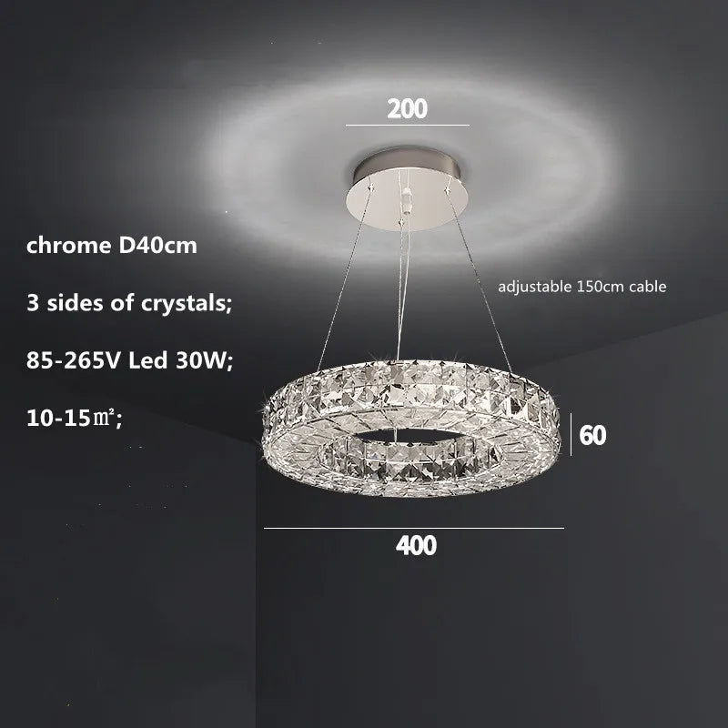 DecorBites™ Crystal LED Chandelier: Modern Luxury Chrome Steel & Clear K9 Crystal Lighting