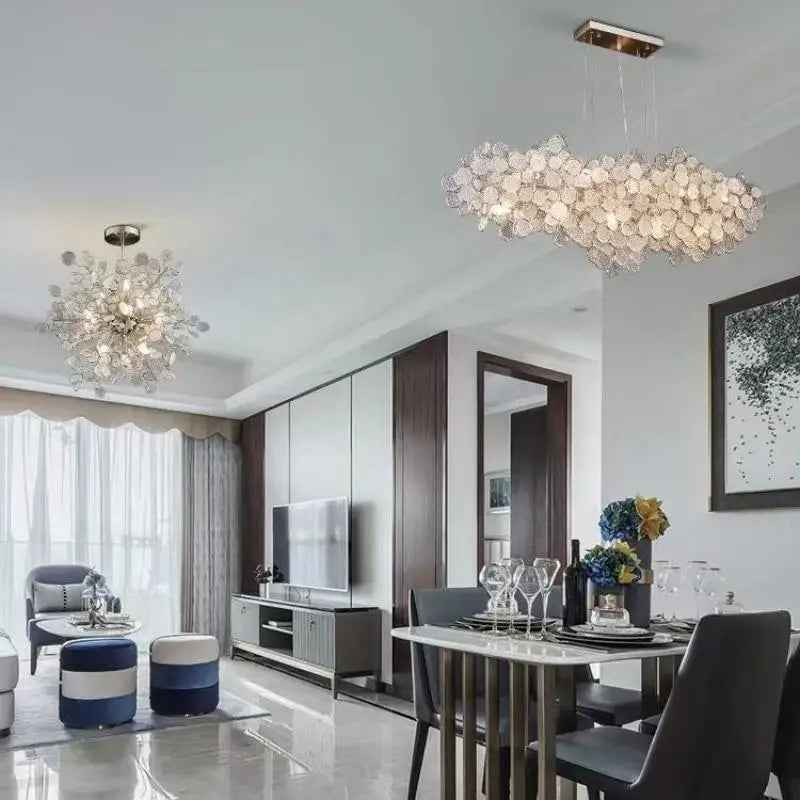 DecorBites™ Glass Led Chandelier: Modern Luxury Designer Pendant Lights for Living Room, Bedroom, Study