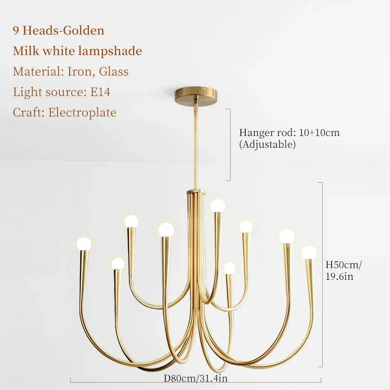 DecorBites™ French Style Black Pendant Light Luxury Led Chandelier Room Decor