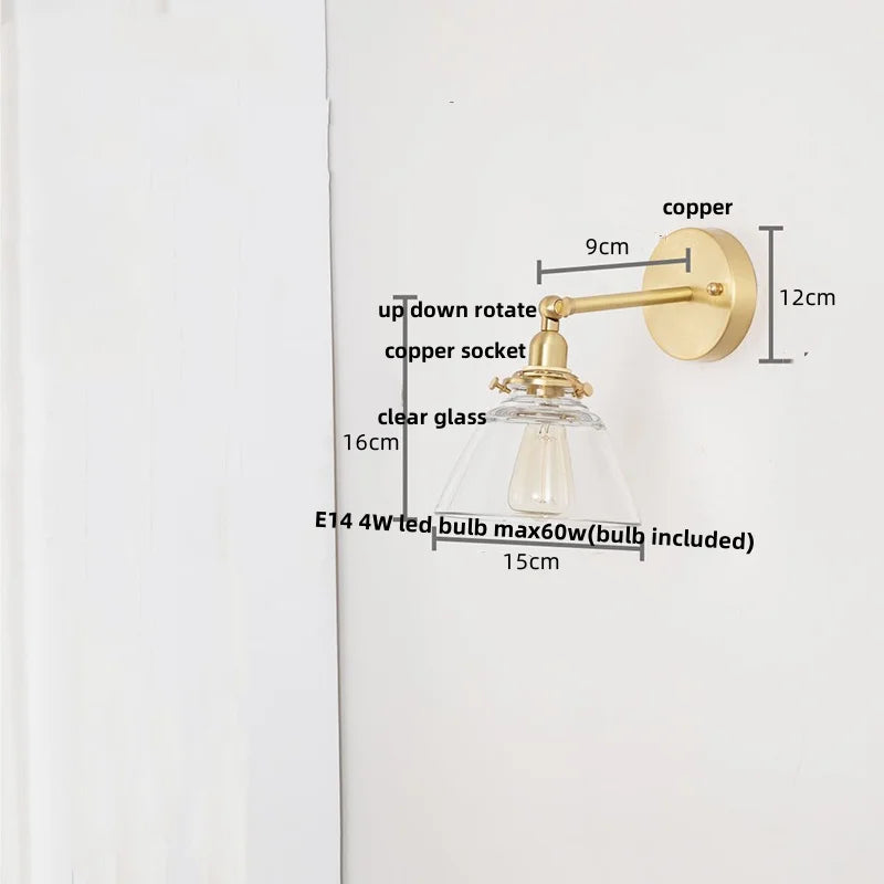 DecorBites™ Clear Glass LED Wall Lights Pull Chain Switch Modern Bedside Lamp