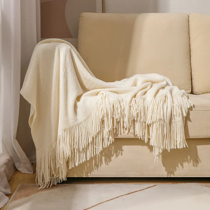 بطانية أريكة منسوجة Nordic DecorBites™ - فوطة نهاية سرير ناعمة من مزيج الصوف لديكور غرف نوم الفنادق