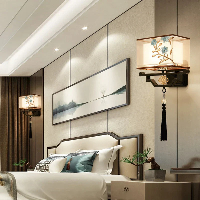DecorBites™ مصباح حائط قماشي أنيق لغرفة المعيشة وغرفة النوم، وحدات إضاءة LED حديثة