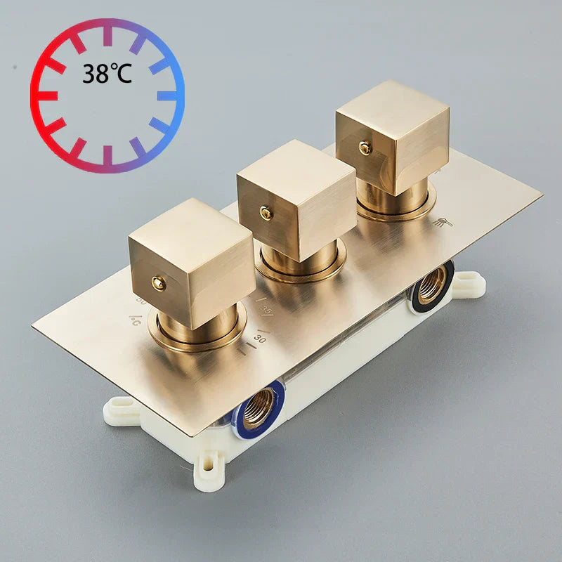 DecorBites™ Gold Thermostatic Rain Waterfall Shower Faucet Set - Wall Mounted Shower System