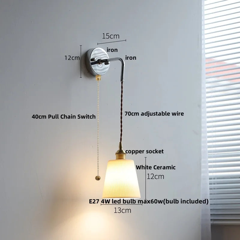 DecorBites™ Ceramic LED Wall Light with Pull Chain Switch - Nordic Design