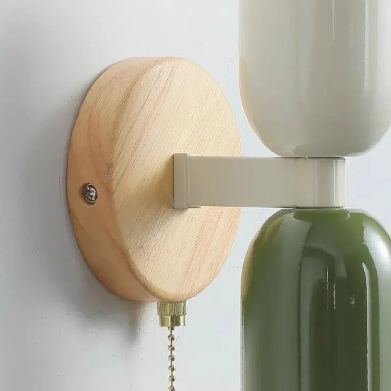 DecorBites™ Cream Zipper Wooden Wall Lamp: Minimalist Nordic Design for Bedroom, Living Room Illumination