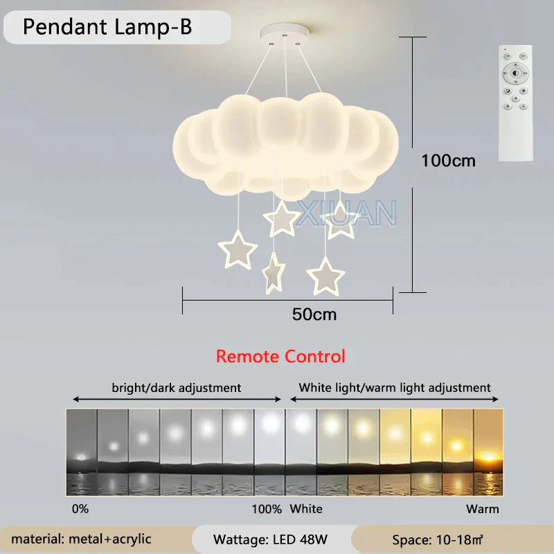 DecorBites™ Dimming Pendant Chandelier Light with PE Lampshade for Living Room Bedroom
