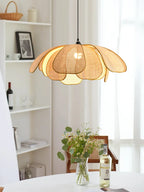 Hand-Woven Natural Rattan Petal Pendant Light