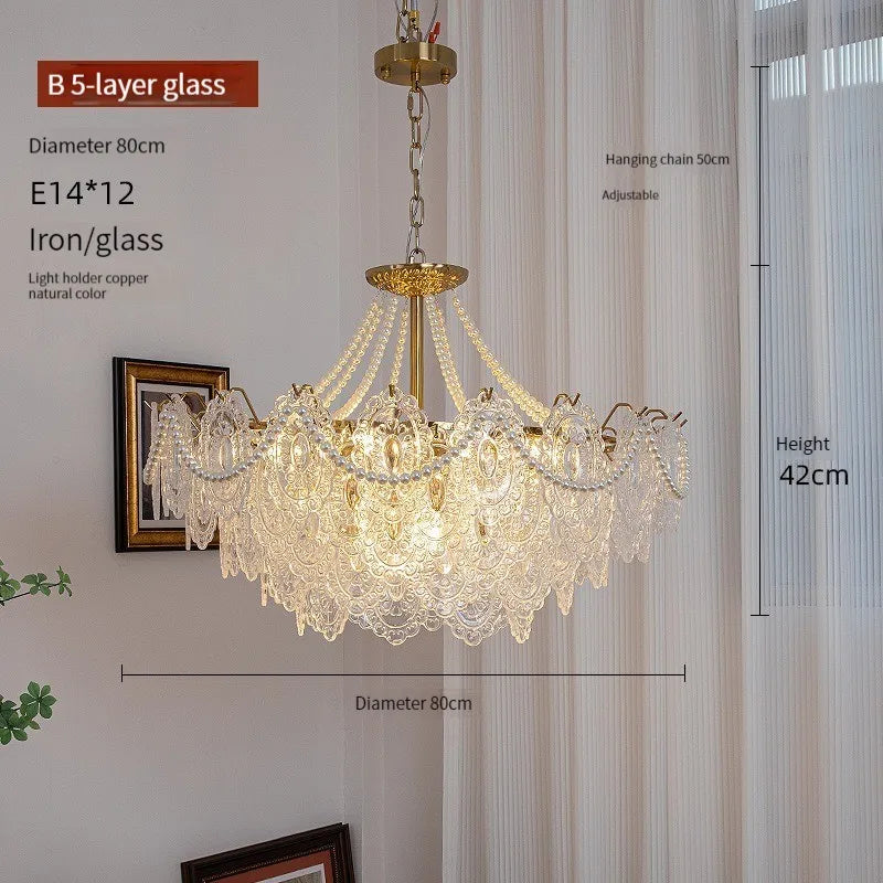 ثريا DecorBites™ الزجاجية الشفافة بتقنية LED: تصميم فرنسي عصري لغرفة المعيشة، غرفة النوم، المطبخ.