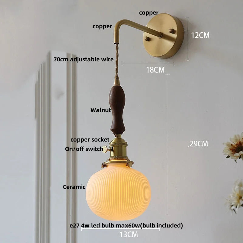 DecorBites™ Ceramic Knob Switch Wall Light by IWHD - Modern LED Sconce for Bedroom, Hallway & Bathroom