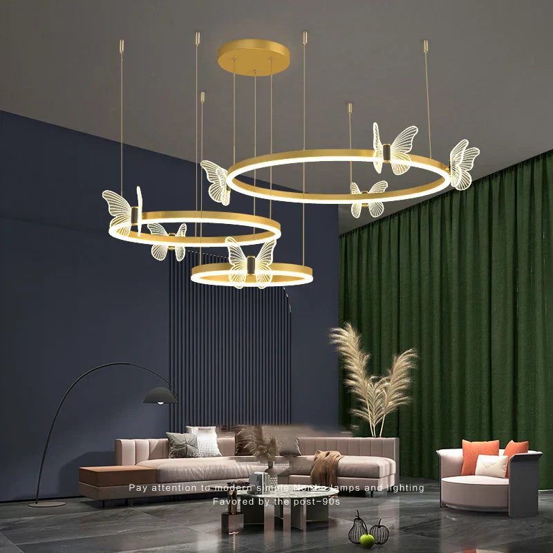 DecorBites™ ثريا الفراشة LED المعلقة لغرفة المعيشة الحديثة