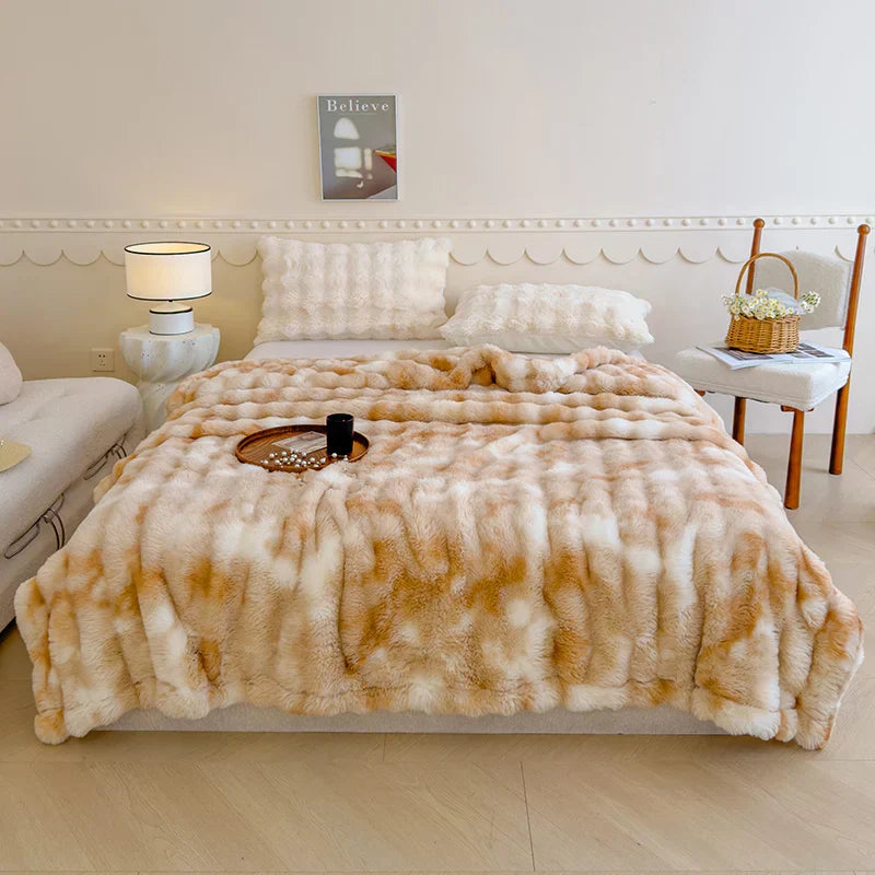 DecorBites™ Gradient Grey Cashmere Fleece Winter Blanket