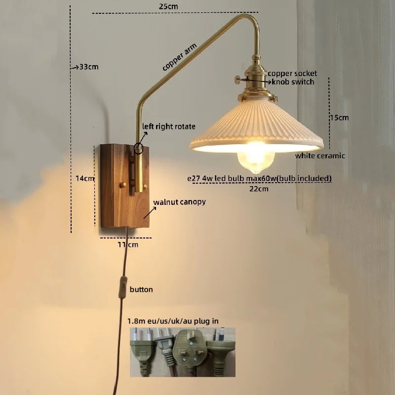 DecorBites™ Glass Copper LED Wall Sconce Modern Stair Light Fixtures