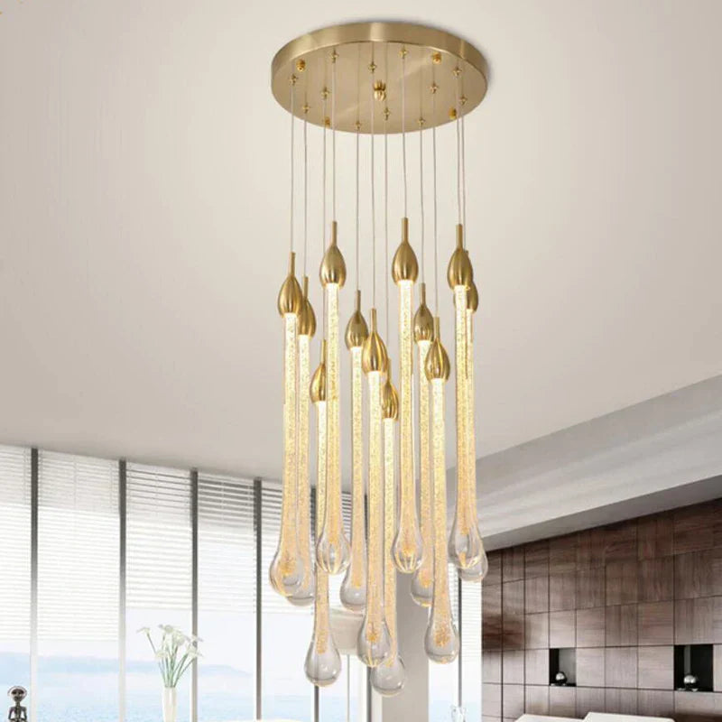 DecorBites™ 3W Round Stairs LED Chandelier: K9 Crystal, Metal Fixture, DIY Lamp for Villa