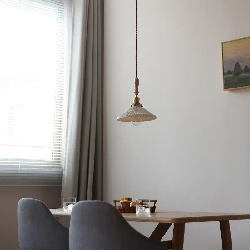 DecorBites™ Ceramic LED Pendant Lights with Ash Wood Nordic Design