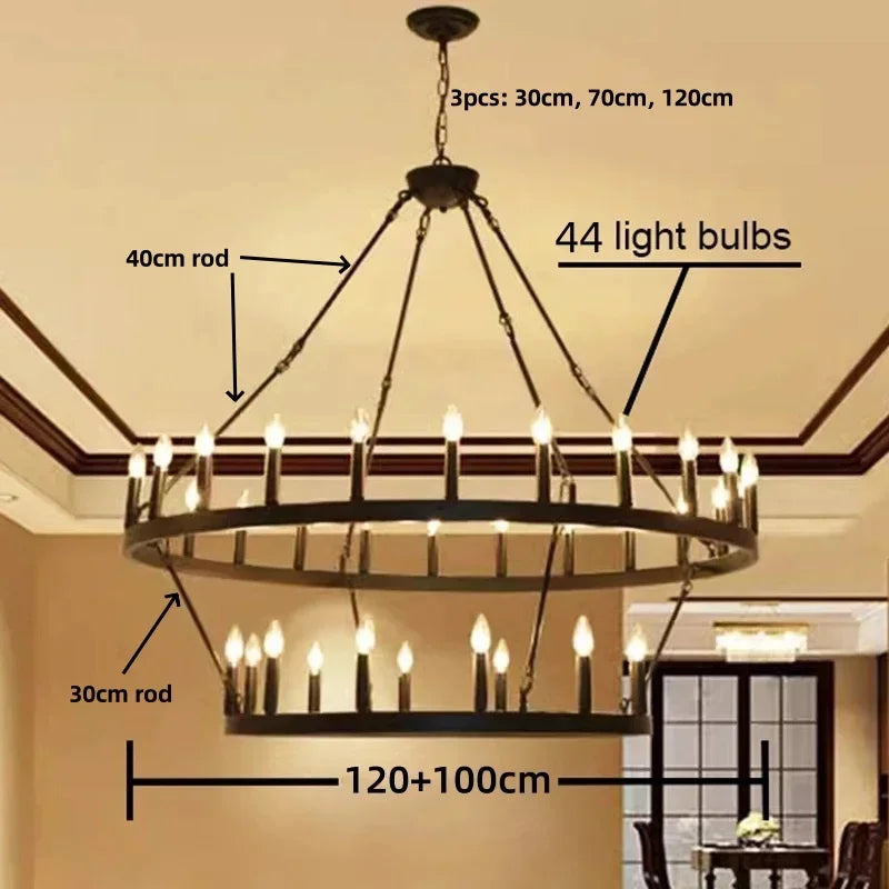 DecorBites™ Black Metal LED Pendant Chandelier for Living Room and Stairs