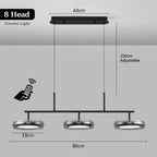 Modern Black Glass Multi-Pendant Chandelier With Remote