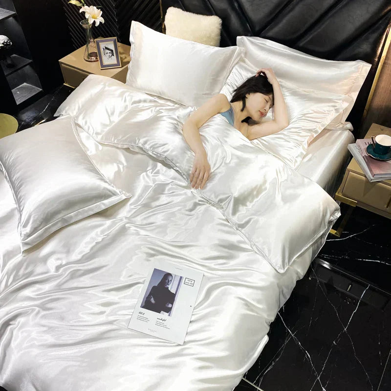 DecorBites™ King Size Silk-Blend Duvet Cover Set with Pillowcases