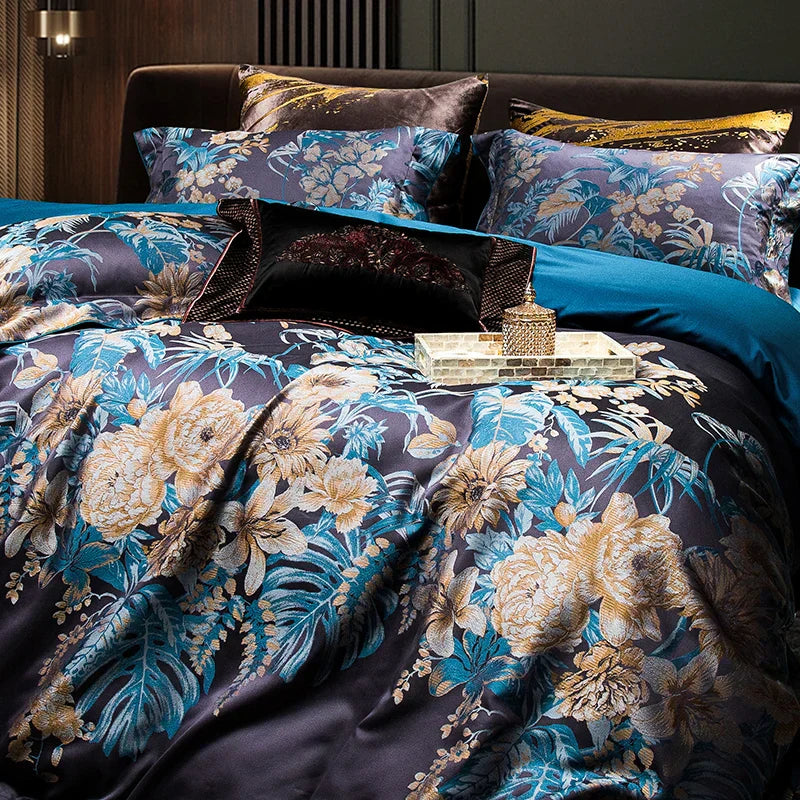 DecorBites™ 1500TC Jacquard Egyptian Cotton Bedding Set for Queen King Linens