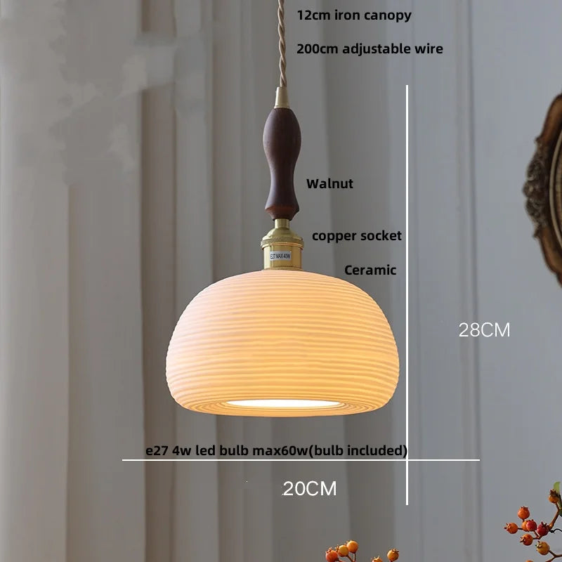 DecorBites™ Ceramic LED Pendant Lamp, Modern Nordic Design, Adjustable 2m Wire, White Finish