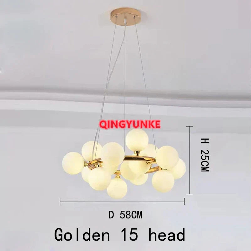 DecorBites™ Glass Ball Chandelier for Living Room - Modern Nordic Kitchen Island Ceiling Light