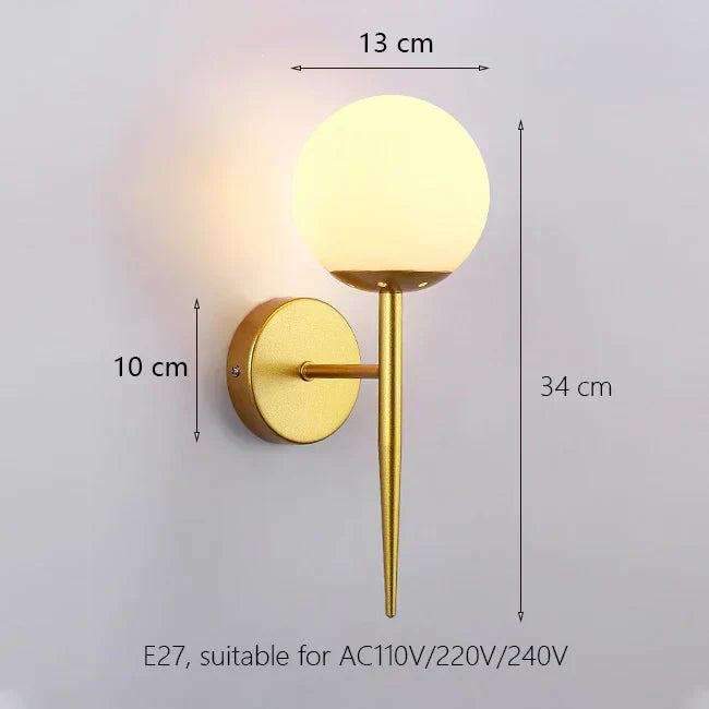 DecorBites™ Iron Wall Lamp with Glass Ball, Elegant Sconce Light for Home Stairs and Reading