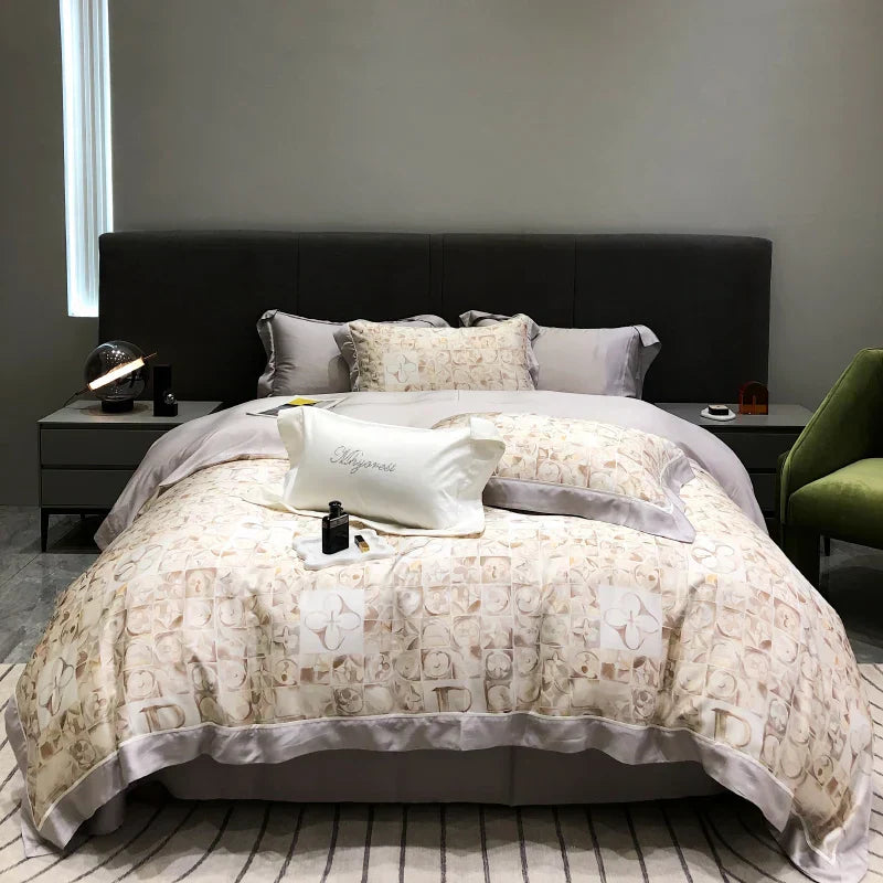 DecorBites™ Eucalyptus Lyocell Flowers Duvet Set with Sheet & Pillowcases