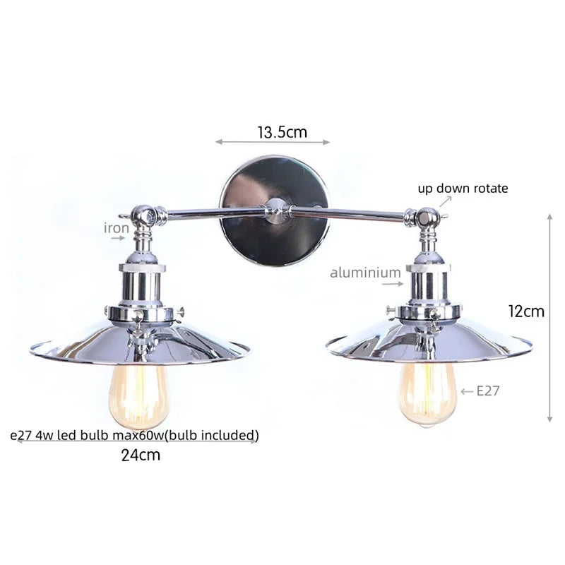 DecorBites™ Dual Head Pink LED Wall Light for Bedroom Decor & Hotel Industrial Style
