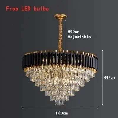 ثريا كريستال سوداء DecorBites™: إضاءة LED عصرية فاخرة لغرفة المعيشة وغرفة النوم
