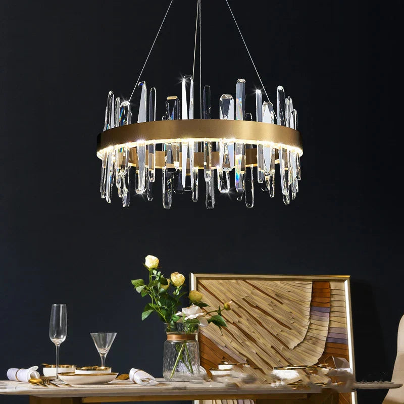 DecorBites™ K9 ثريا فاخرة متدلية: إضاءة LED داخلية أنيقة للمطبخ وغرفة المعيشة وغرفة النوم.