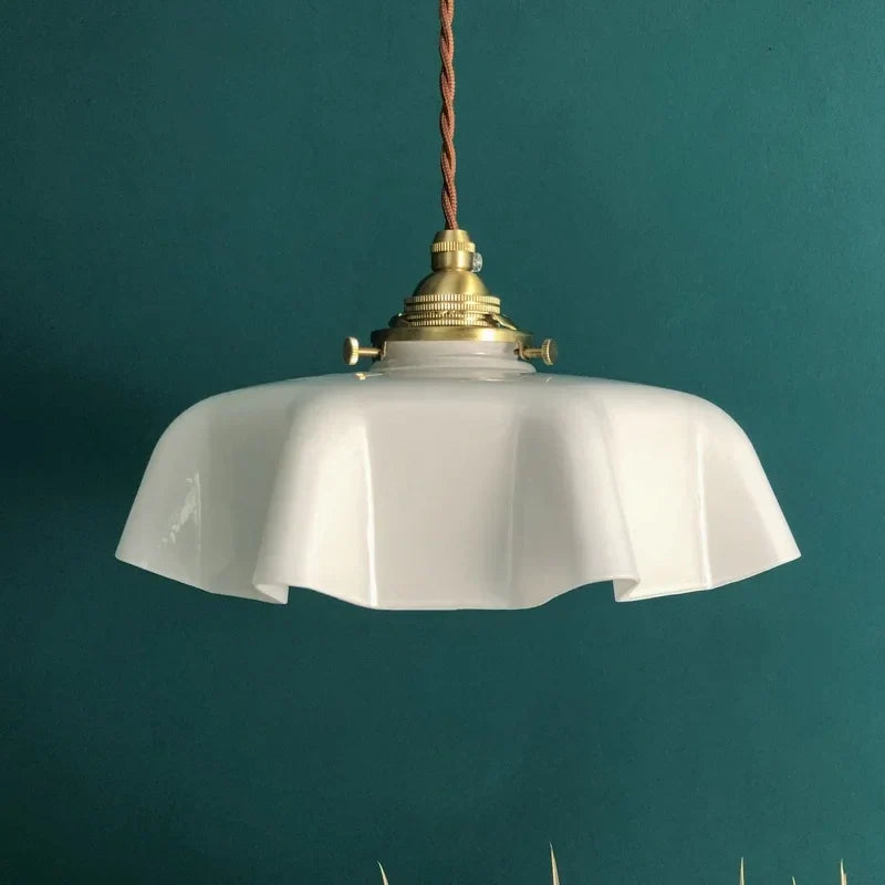 DecorBites™ Cream Glass Copper LED Pendant Lamp for Kitchen Bedroom Living Room