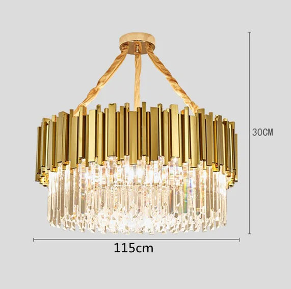 DecorBites™ Gold Metal LED Pendant Lights Adjustable Living Room Dining Round Fixture