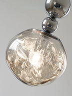 Art Deco Silver Lava Pendant Light in Acrylic and Metal