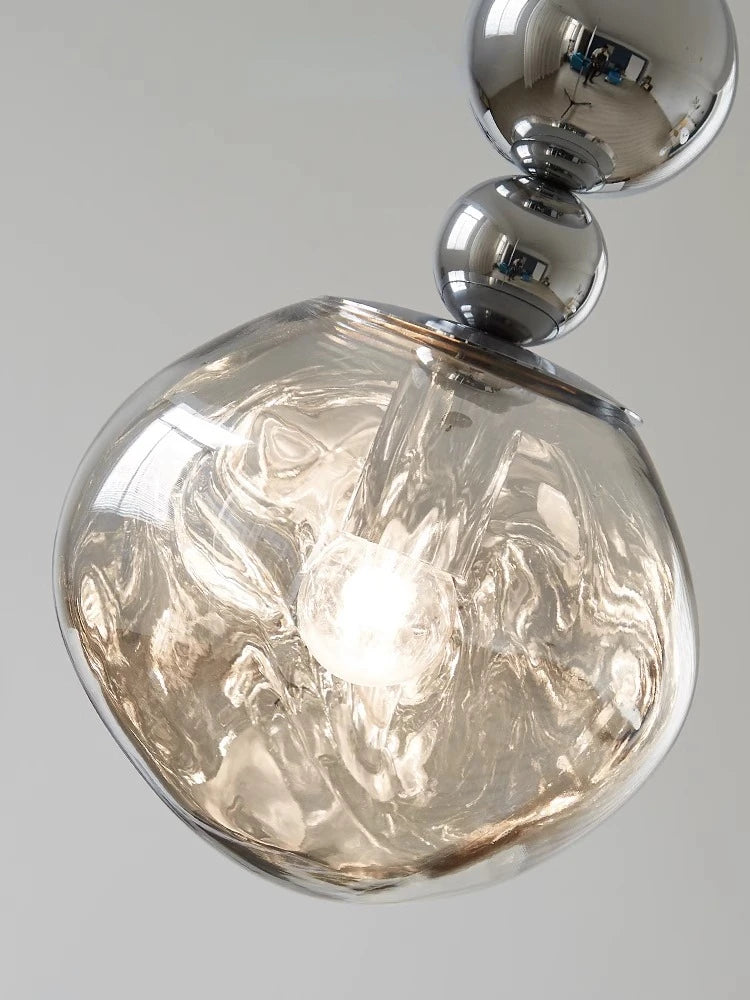 Art Deco Silver Lava Pendant Light in Acrylic and Metal