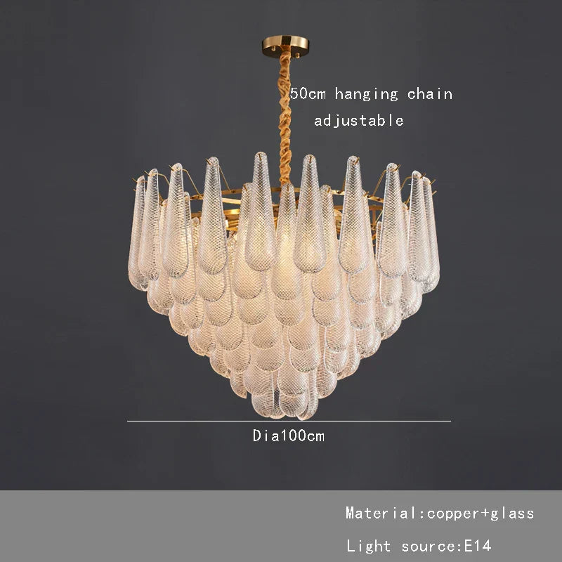 مصباح DecorBites™ الذهبي المعلق من الزجاج لطاولة الطعام والفندق، مصابيح سقف بهو حديثة