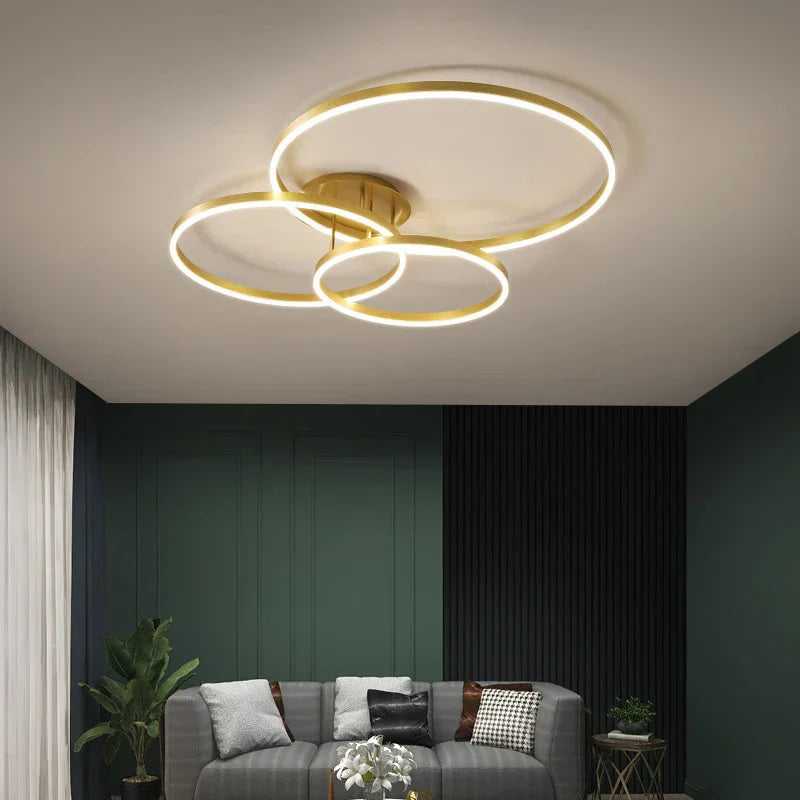 DecorBites™ مصباح سقف LED دائري ذهبي للقهوة مع غطاء مصباح أكريليك - وحدة إضاءة إبداعية لغرفة المعيشة