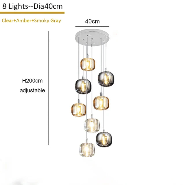DecorBites™ Crystal LED Chandelier: Modern Staircase Pendant Light for Stylish Home Decor