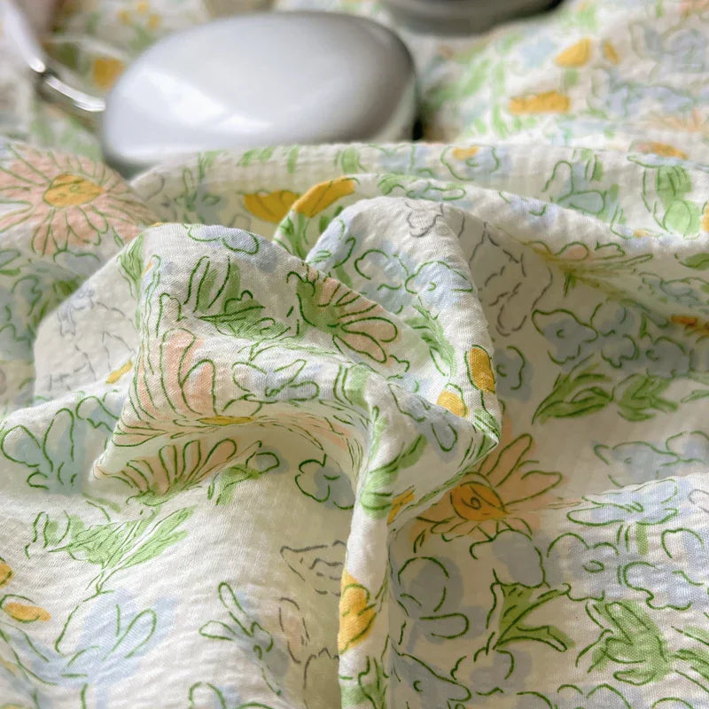 طقم مفروشات دانتيل كوري مكشكش من DecorBites™ مع غطاء سرير، خامة ناعمة ولطيفة على البشرة