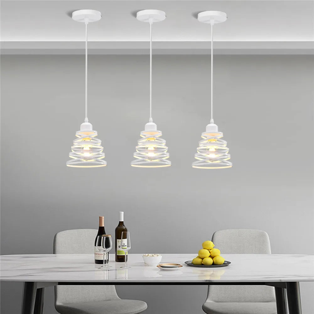 مصباح سقف متدلي DecorBites™ Iron Cage Ring Chandelier للمطبخ وغرفة المعيشة