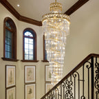 Modern Gold Crystal Staircase Long Drop Pendant Light
