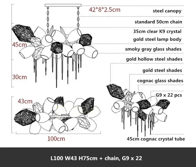 DecorBites™ Crystal Duplex Chandelier: Modern Artistic Living Room Lighting
