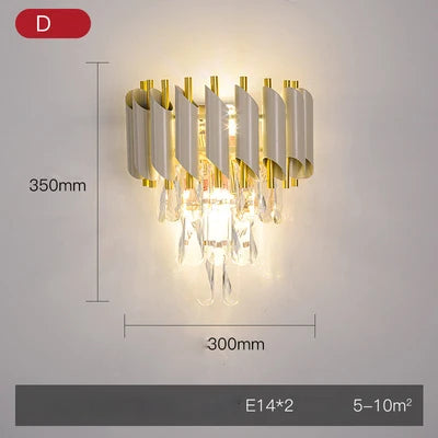 DecorBites™ Crystal Gold Stainless Steel LED Dimmable Wall Sconce